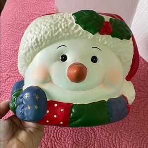 NIB Snowman Box Cover - Hand Painted for tissues. With original box